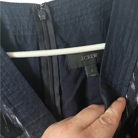 J Crew IKat Dark Blue Faux Wrap Dress Size 2 - Picture 2 of 8